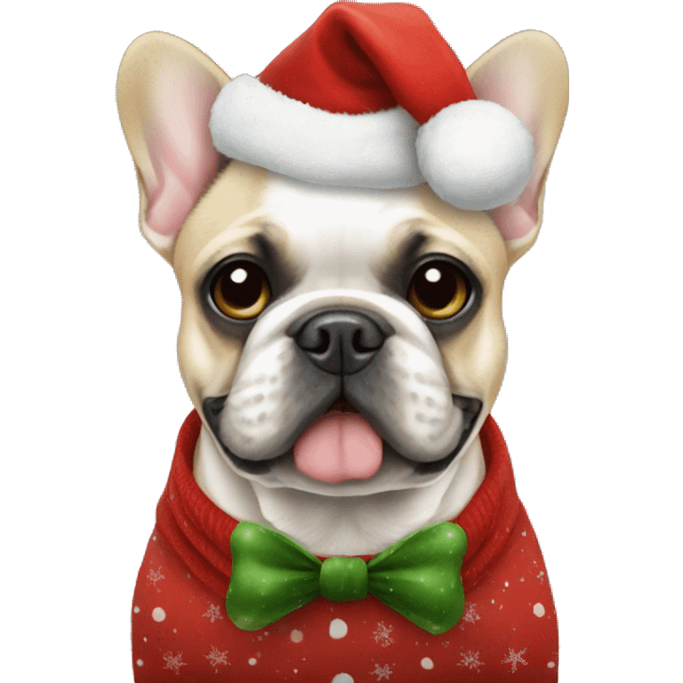 French bulldog in Christmas outfit  emoji