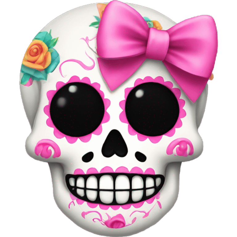 Sugar skull with pink bow emoji