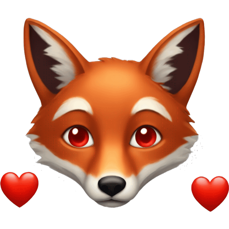 dark red fox face with tiny red heart instead of eyes emoji