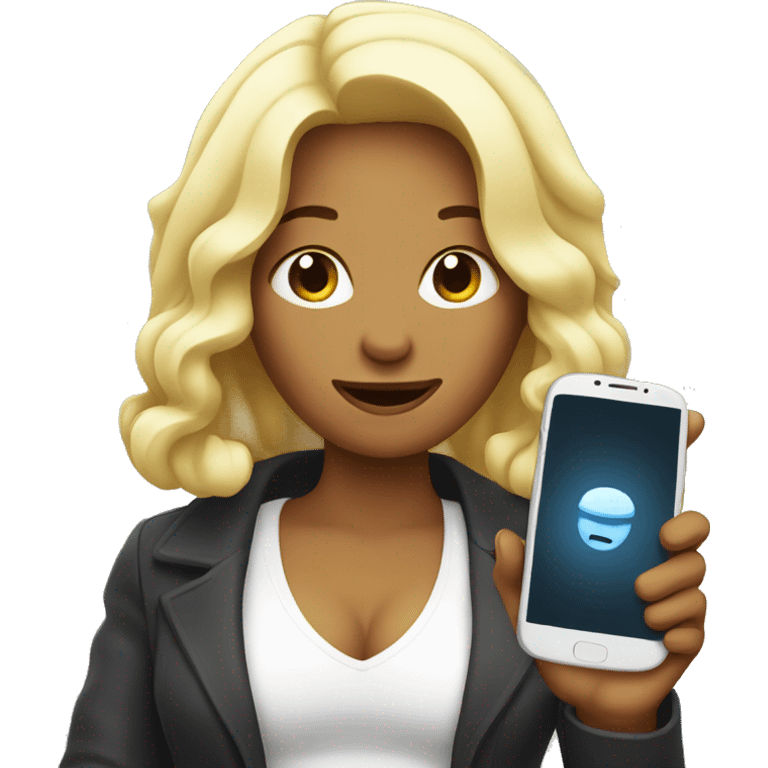 woman showing big phone emoji