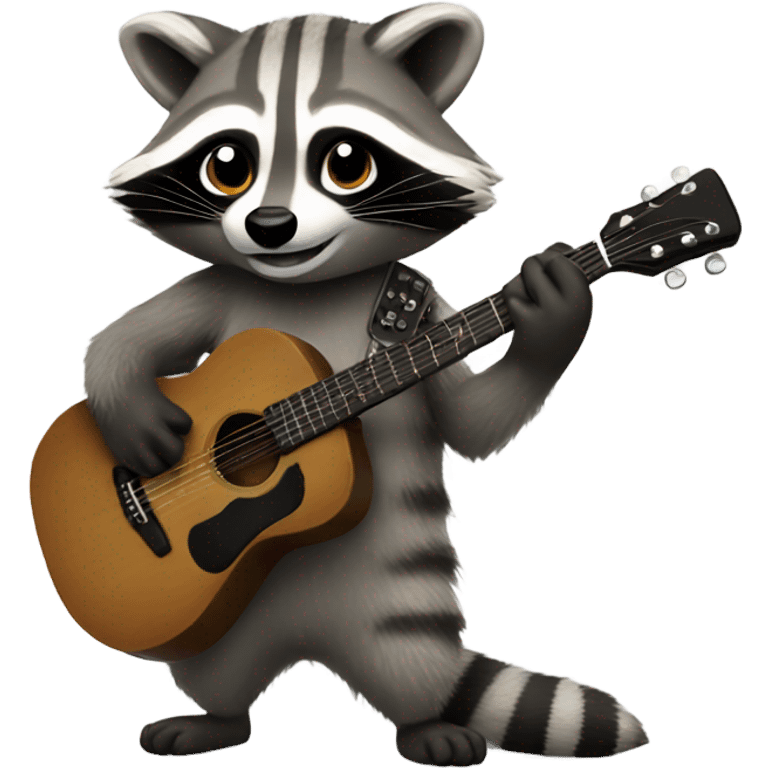 Raccoon playing guitar emoji