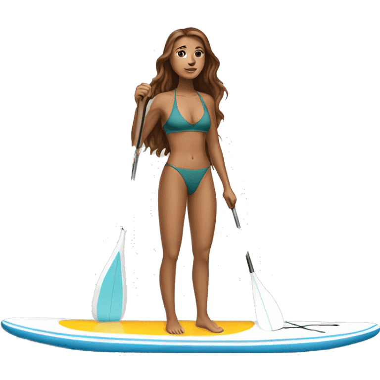 Paddle boarding girl long brown hair  emoji