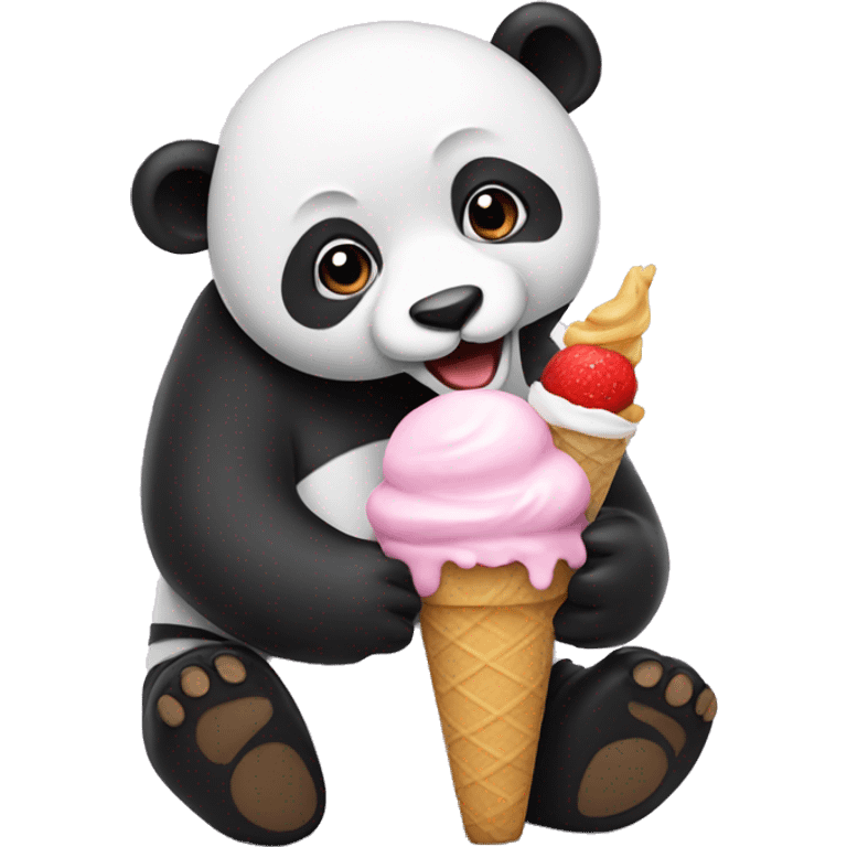 Panda eating ice cream emoji