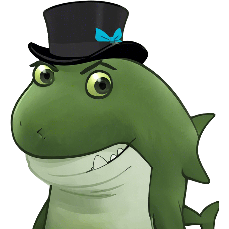 Shark with a top hat emoji