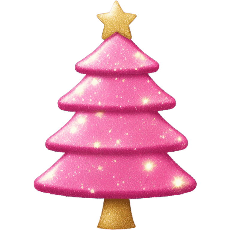 Pink Christmas tree with glitter and lights emoji