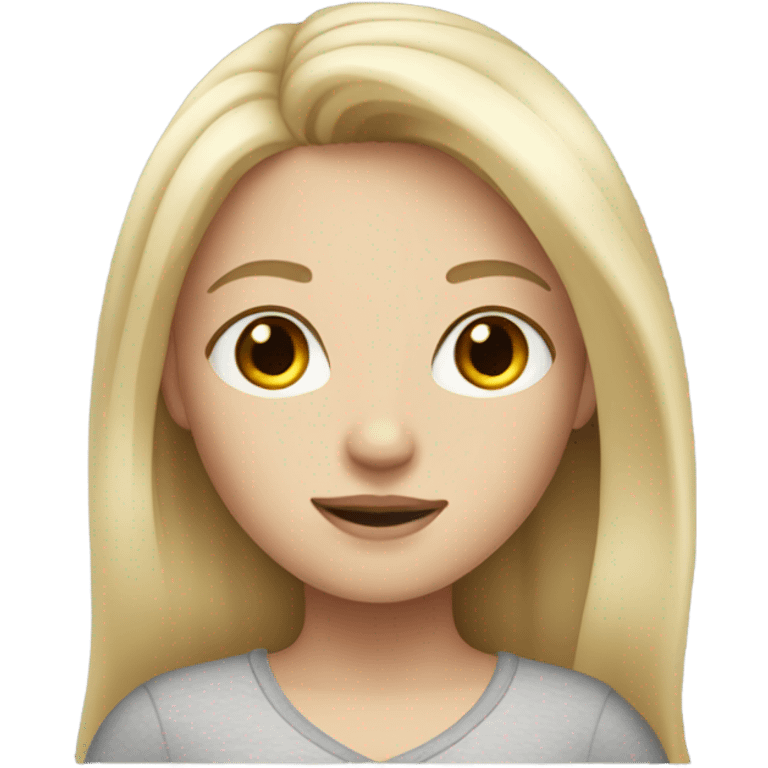 A girl with fair skin, blonde hair and gray eyes emoji