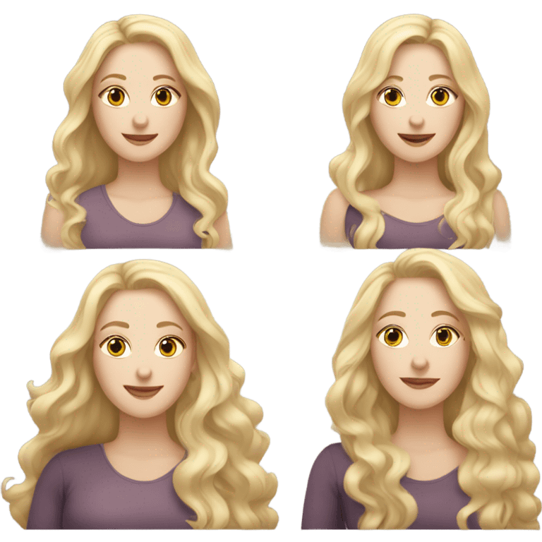 Woman, white skin, pale skin, long hair, blonde hair, wavy hair, losing weight emoji