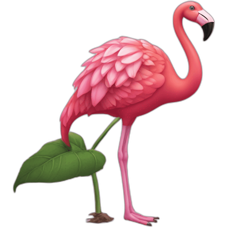 Dinausor rose avec un flamant rose emoji