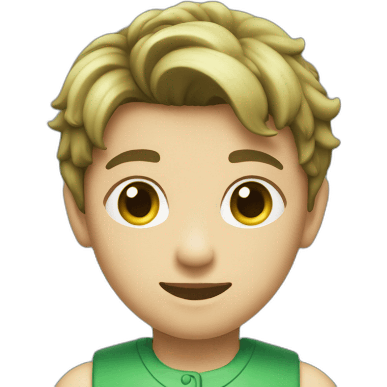 A boy wearing a green dress with (MKR) written in it  emoji