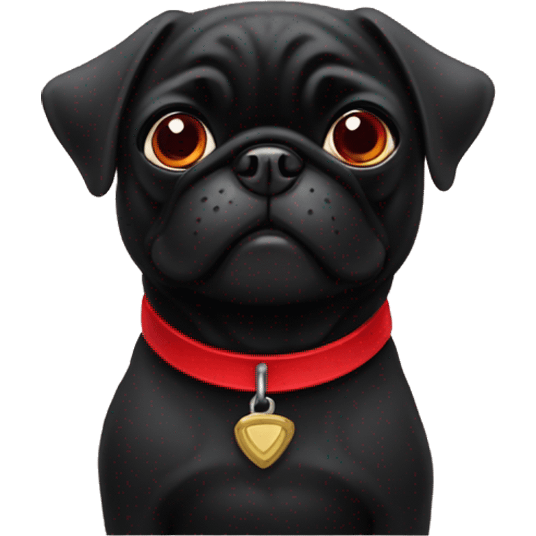 Black pug with a red neckless  emoji