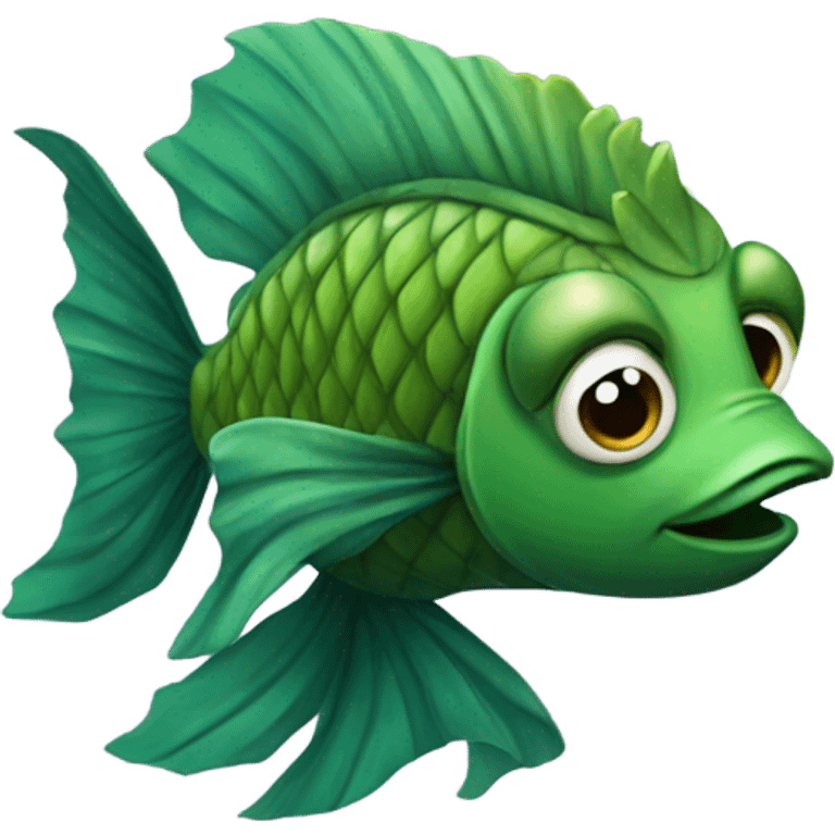 Green scaly man-fish with seaweed hair emoji