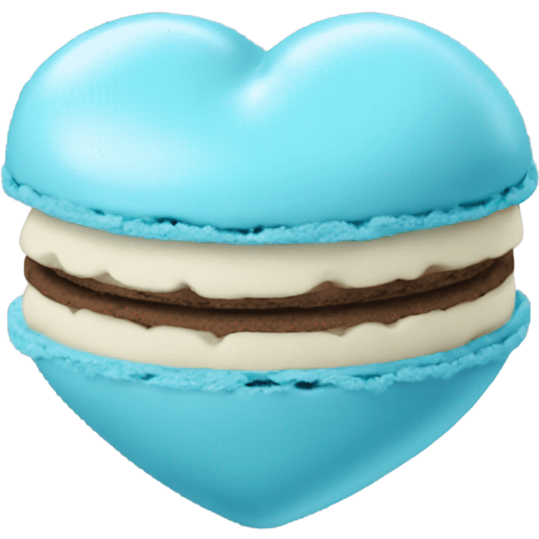 Light blue macaroon in shape of heart  emoji