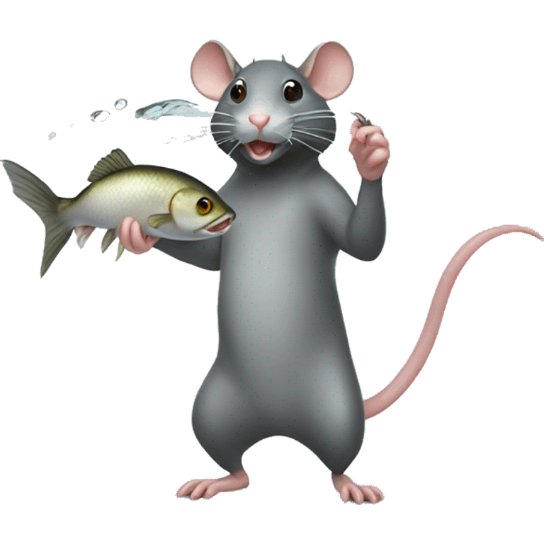 Rat catching a fish  emoji