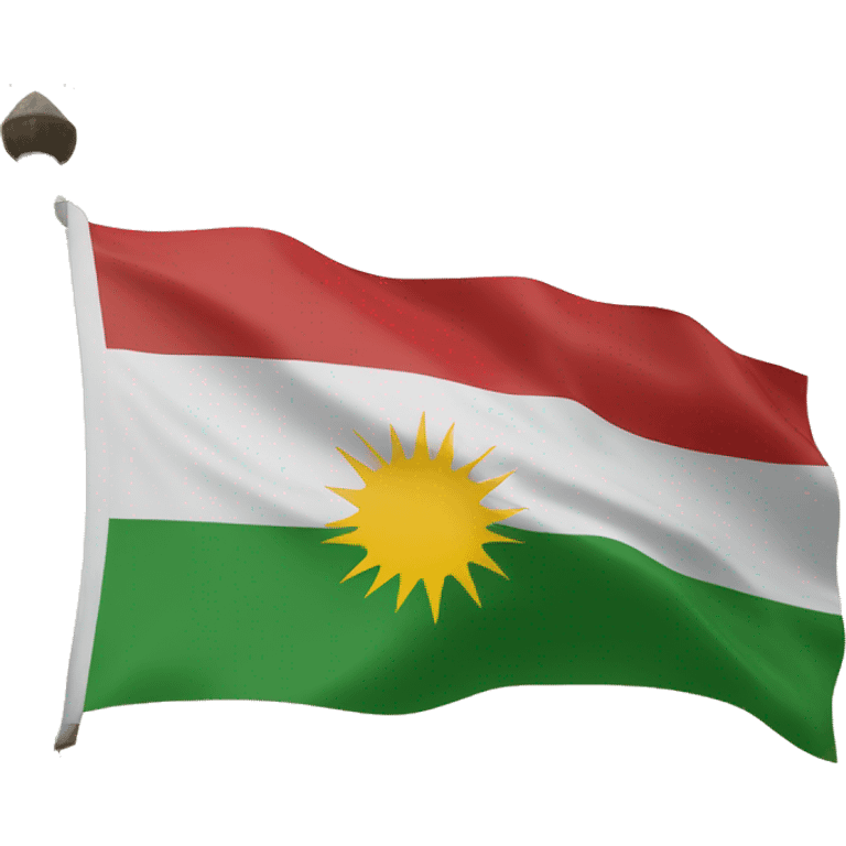 Kurdistan flag with red on top white in middle and green at bottom with a sun in middle emoji