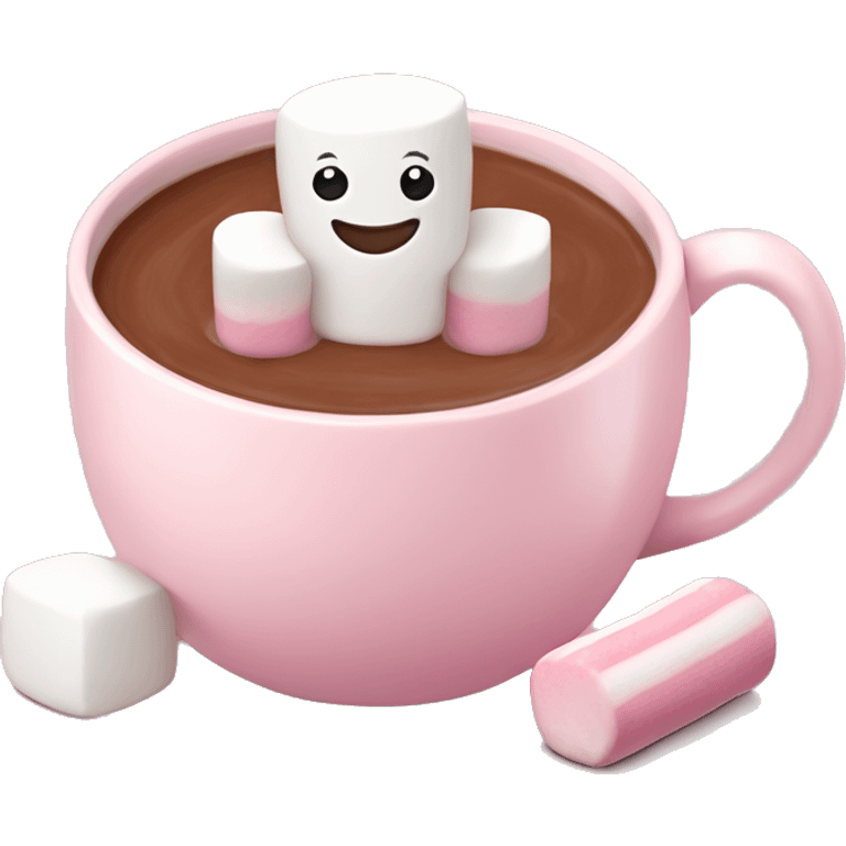 Light Pink mug of hot chocolate with marshmallows  emoji