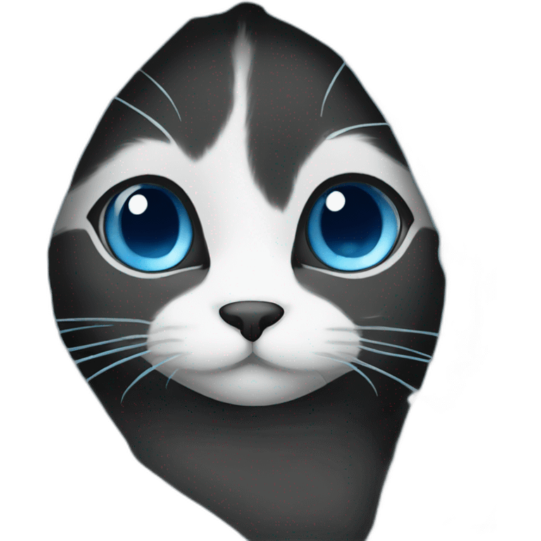 Black cat with blue eyes wrapped in a blanket emoji