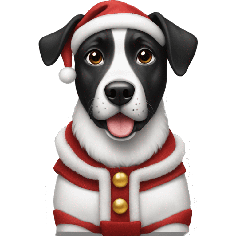 Black and white dog wearing christmas outfit emoji