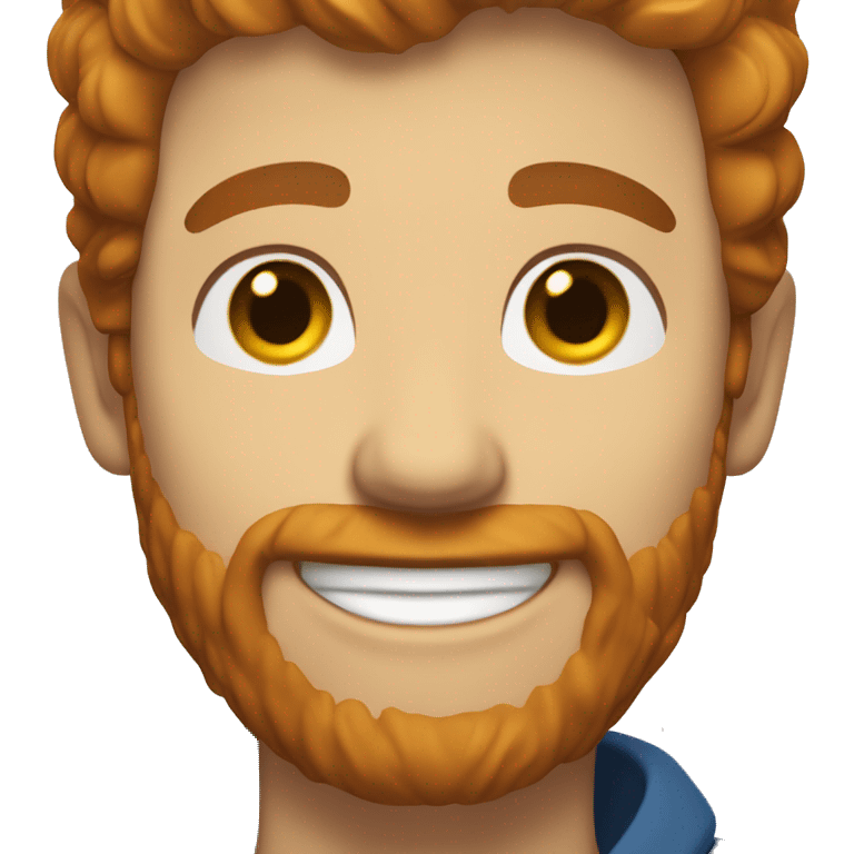 Brown haired white man with ginger beard, blue eyes and a gappy smile  emoji