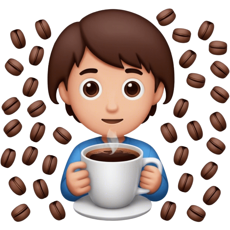 A boy made of coffee and coffee cups emoji