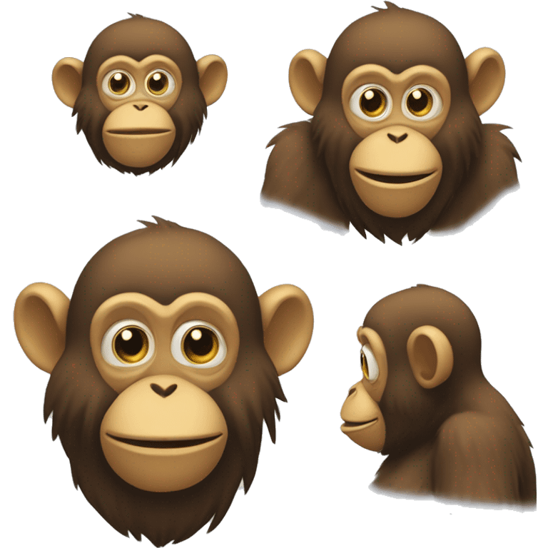 Generate three monekys. Each monkeyhas moe bling than the next. They get from novie monkey to kind monkey emoji