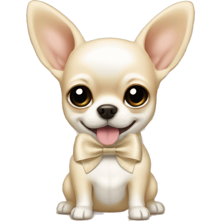 cream chihuahua with ivory bow emoji