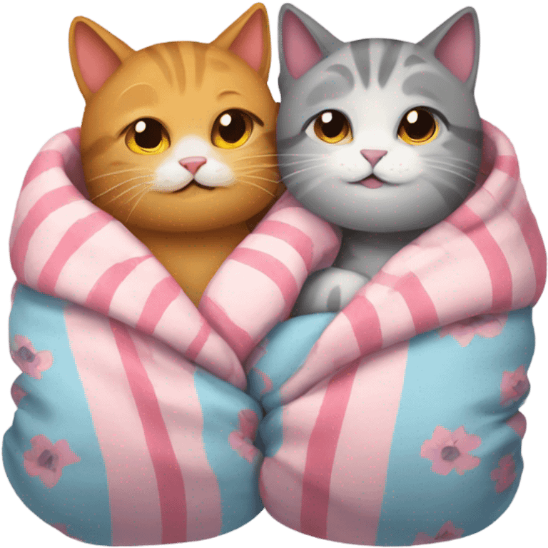 cozy cats  hug in pajamas emoji