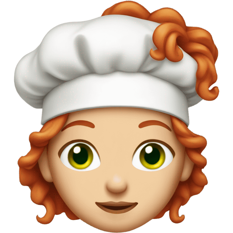 green eyed red hair female chef emoji