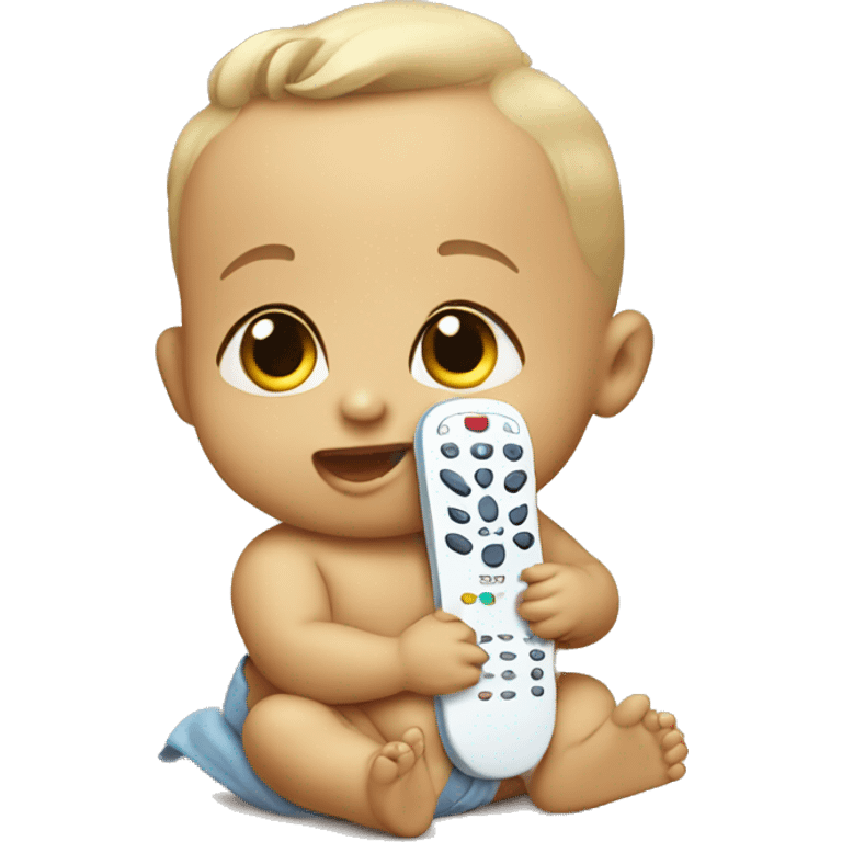 A baby with a remote emoji