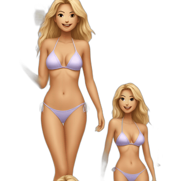 Sexy soft-fit Caucasian woman bikini (beach body) bed emoji