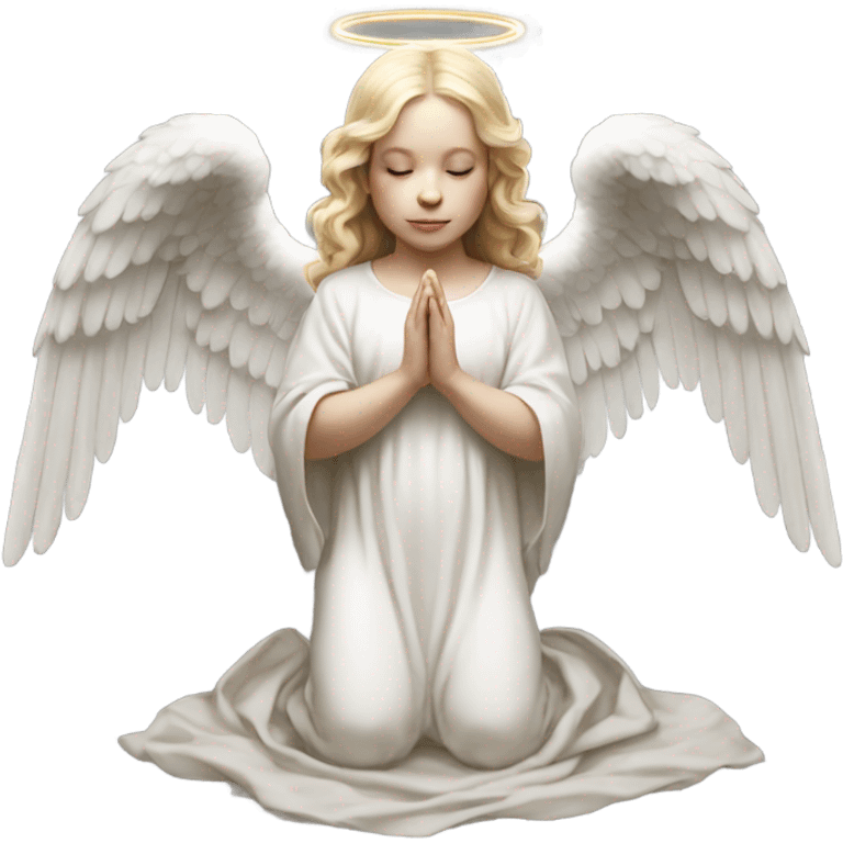 Hyper Realistic pale praying angel full body with halo emoji