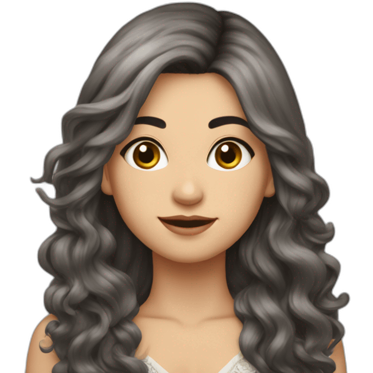 Uzbekistan rockstar girl Wave mid length hair with quitar emoji