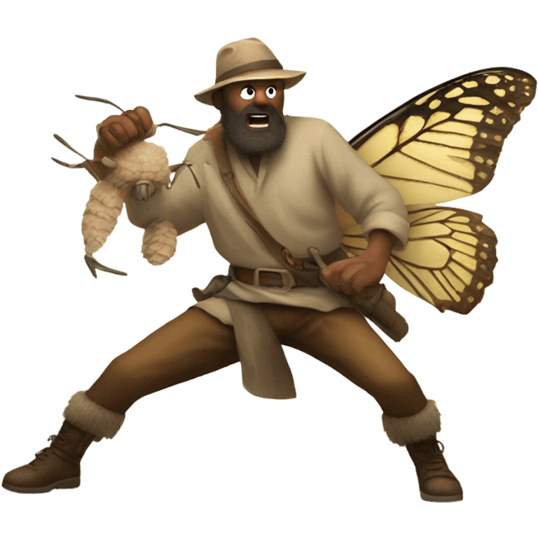 Mountain man fighting moth man emoji