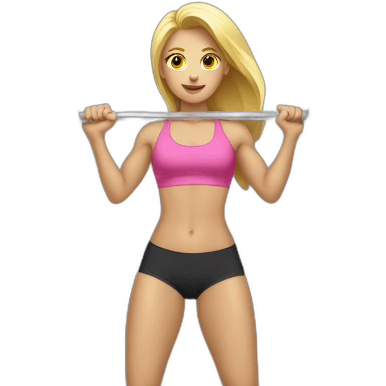 blonde girl lifting weights emoji