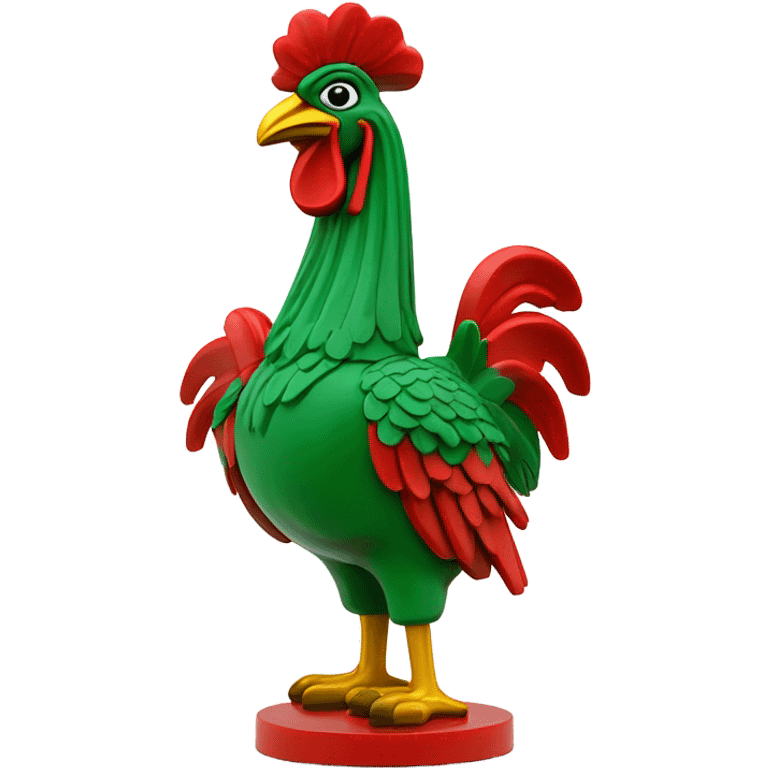 Green red roster Galo de Barcelos statue Portugal  emoji