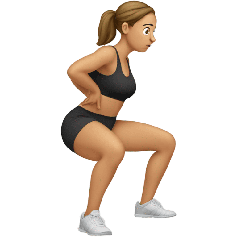 Woman doing squats ,fart emoji