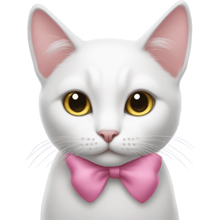 white cat with pink bow on her ear emoji