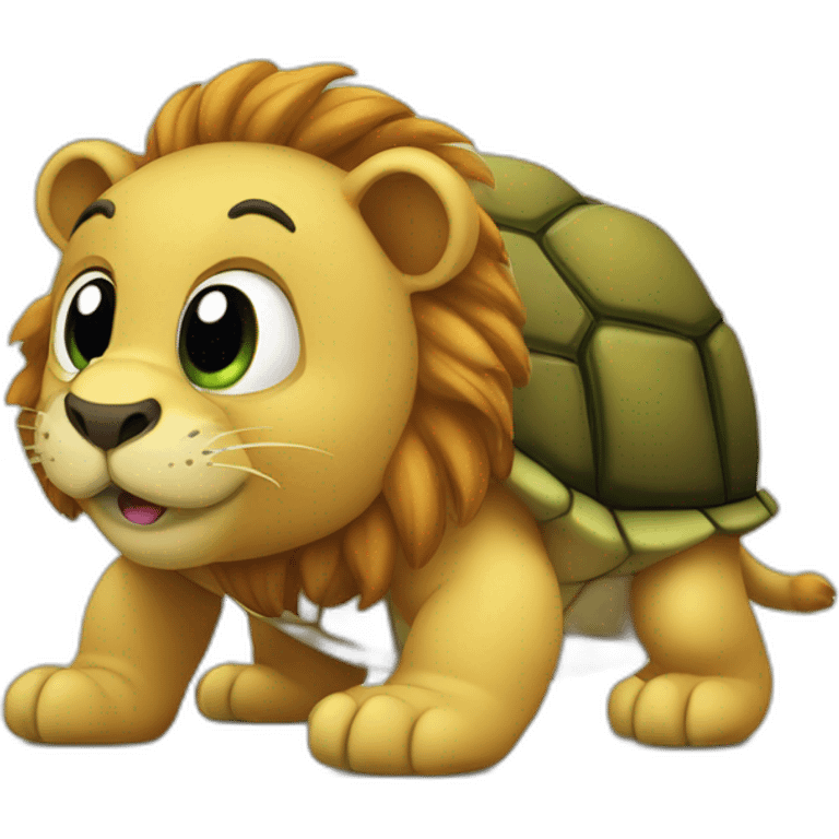 Tortue qui baise un lion emoji