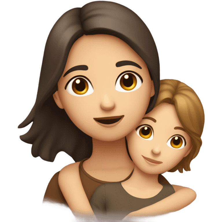 lesbian cuddles dark brown hair girl and light brown hair girl  emoji