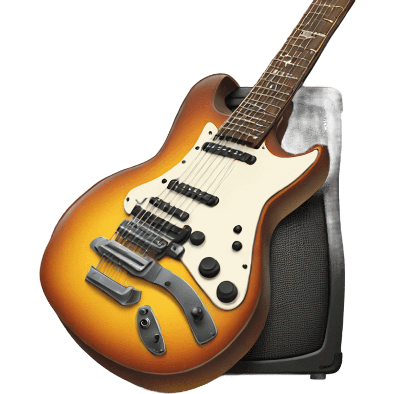 Electric guitar with big speakers behind emoji