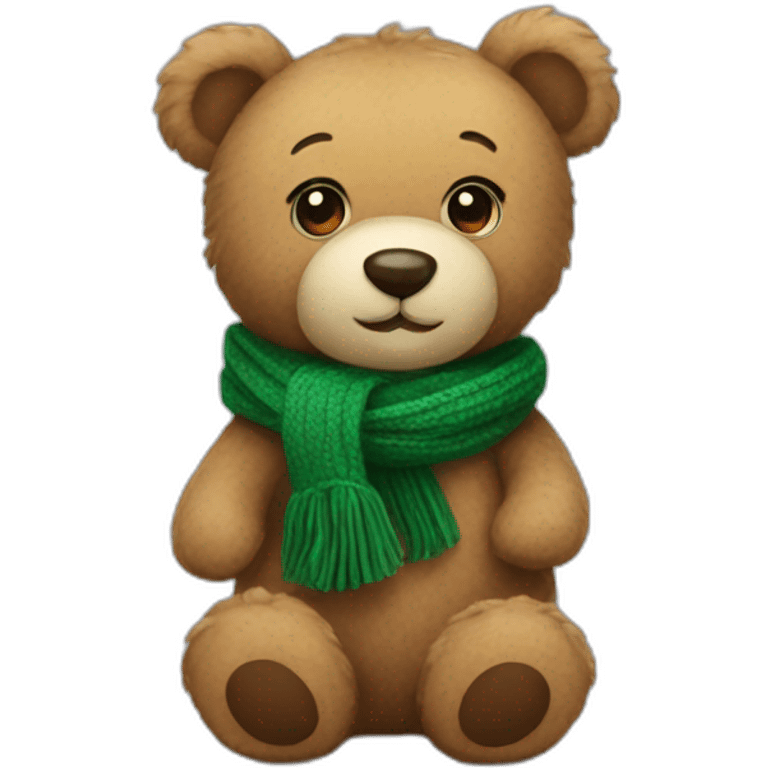 Teddy bear in a green scarf emoji