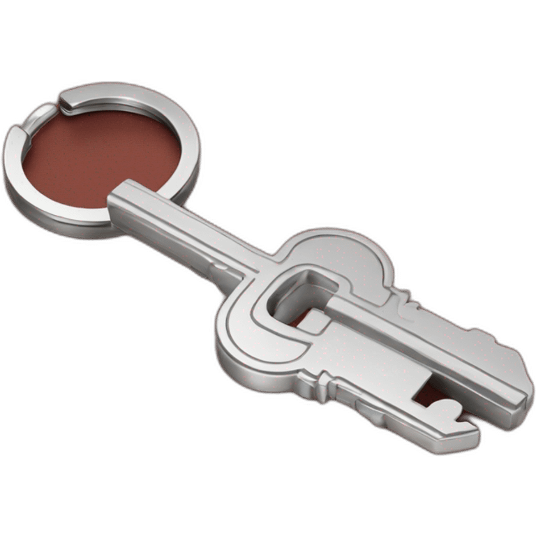 Old silver key attached to red float key ring emoji