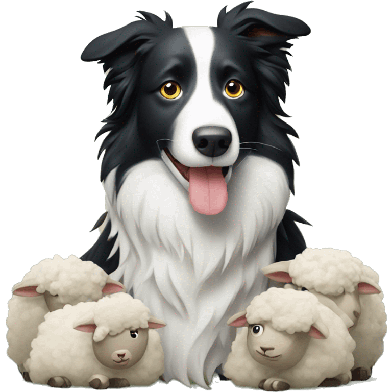 Border collie with sheep emoji