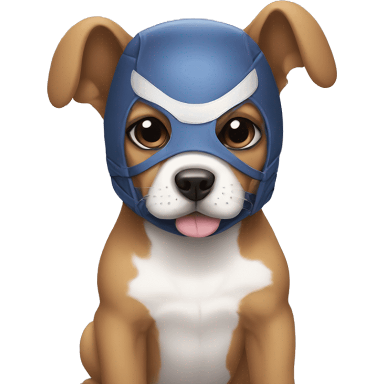 Puppy wearing wrestling mask emoji