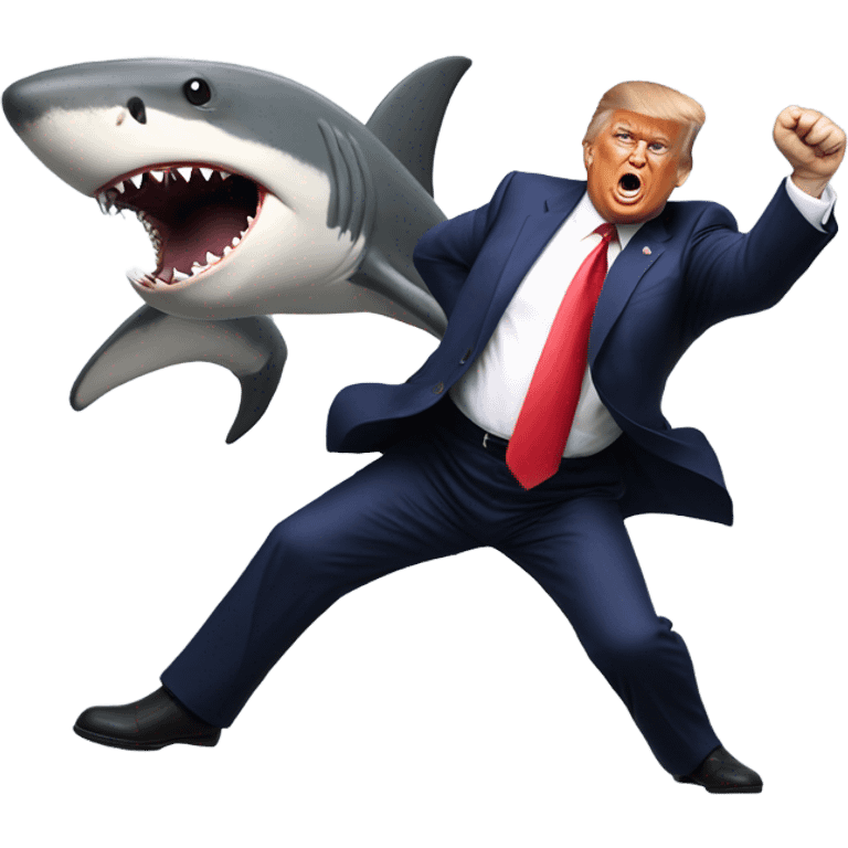 Donald Trump fighting a shark emoji