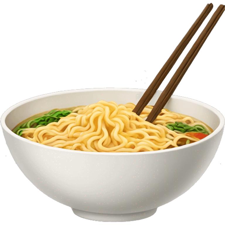 Asian Ramen noodles in a bowl with chopsticks  emoji