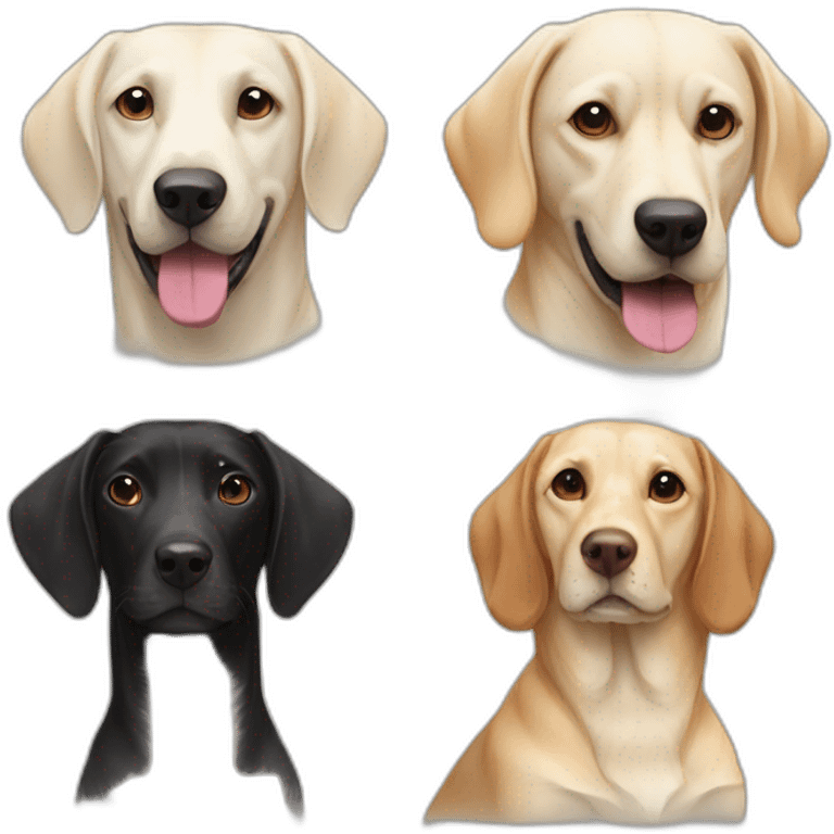 2 dogs, a white labrador and a black dachshund emoji