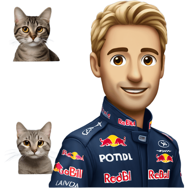 RedBull F1 car driver with a cat face  emoji