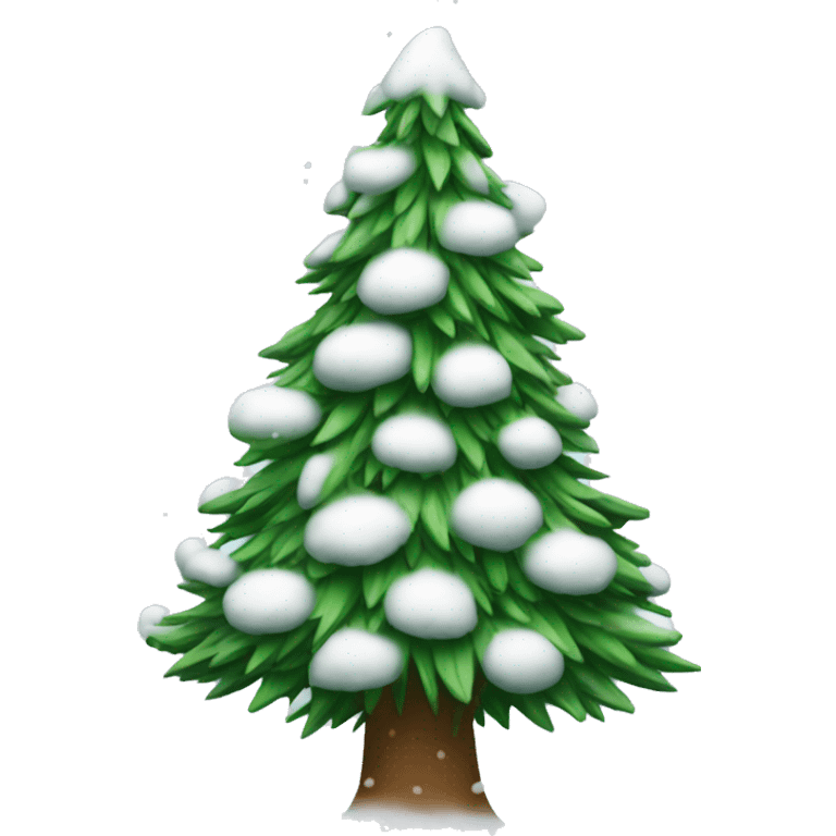 A snowy Christmas tree emoji