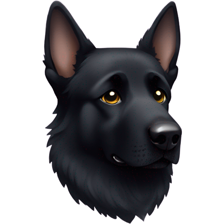 All black German shepherd with glitter sad face  emoji