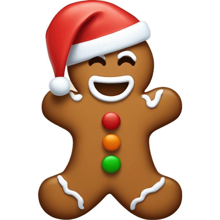 Gingerbread man with Santa hat emoji